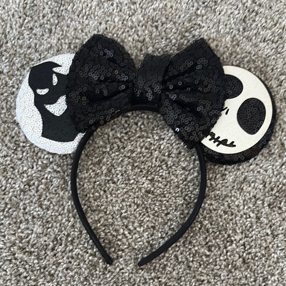 Black Sequin Bow Headband with Character Ears
